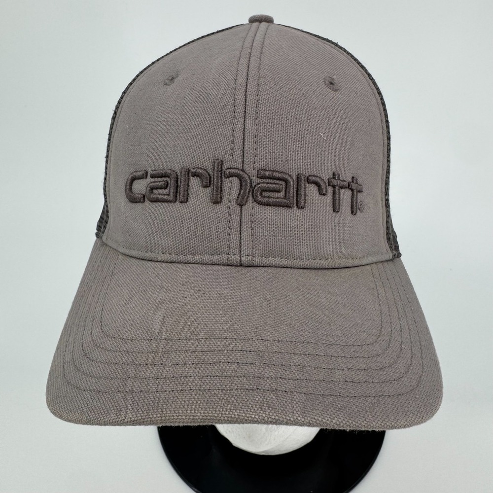 Carhartt Mesh Trucker Hat Cap UNISEX Gray Embroidered Snapback Logo Adjustable